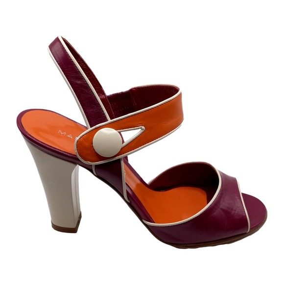 Marc Jacobs Magenta Pink Orange White Piping Heeled Sandal European 36.5… - Picture 6 of 14
